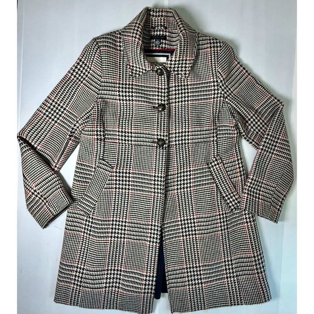 Tommy Hilfiger Plaid Coat - Black, White, Red